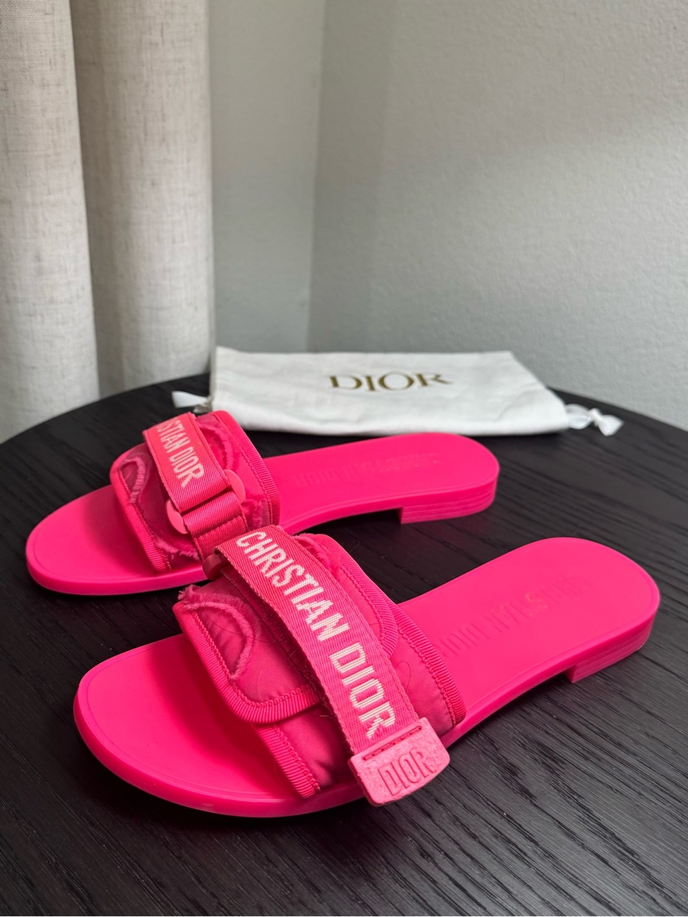 Christian Dior Revolution Logo Slide Sandals Rubber Pink 38